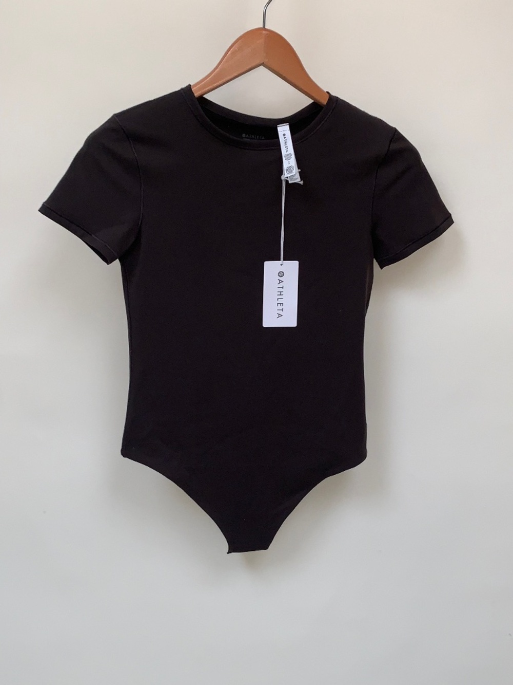 Athleta BodyMove Short Sleeve Crew Bodysuit Color "Truffle" Brown Sz S NWT